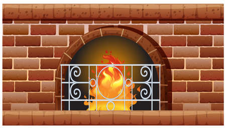 Fireplace made of bricks illustrationのイラスト素材