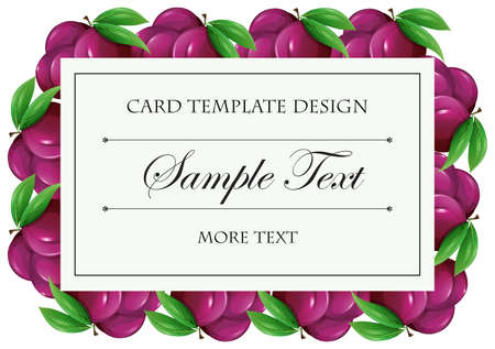 Card template with plum fruit illustrationのイラスト素材