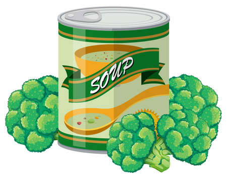 Brocolli soup in can illustrationのイラスト素材