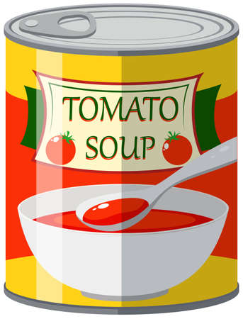 Tomato soup in can illustrationのイラスト素材