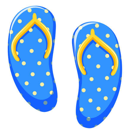 Beach sandals with yellow polkadots on blue illustrationのイラスト素材