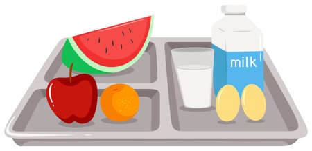 Healthy food on tray illustrationのイラスト素材