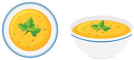 Pumpkin soup in bowl illustrationのイラスト素材