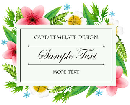 Card template with wild flowers frame illustrationのイラスト素材