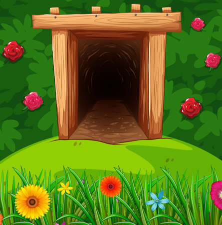 Tunnel in the bush illustrationのイラスト素材