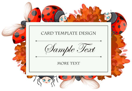 Card template with ladybugs  illustrationのイラスト素材