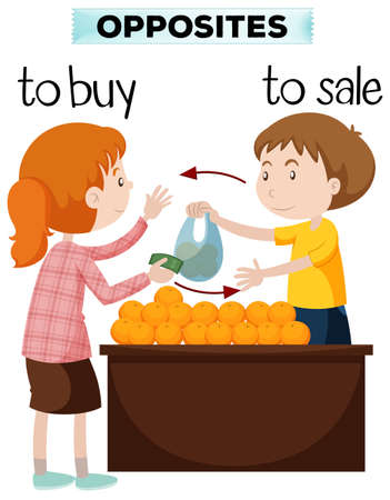 Opposite words for buy and sale illustrationのイラスト素材