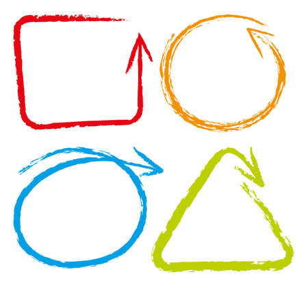 Doodles line in four color illustrationのイラスト素材