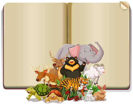Book with many animals illustrationのイラスト素材