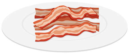 Bacon slices on plate illustrationのイラスト素材