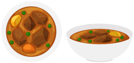 Beef stew in bowls illustrationのイラスト素材