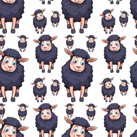 Seamless background design with black sheeps illustrationのイラスト素材