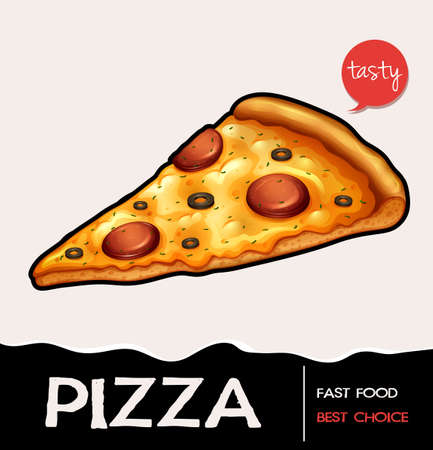 Slice of pizza with wording illustrationのイラスト素材