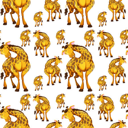 Seamless background design with giraffes illustrationのイラスト素材