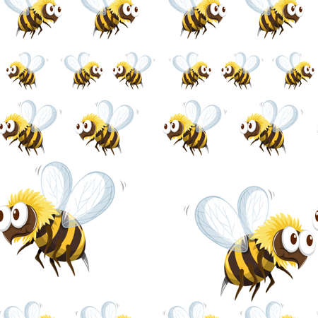Seamless background with bee flying illustrationのイラスト素材