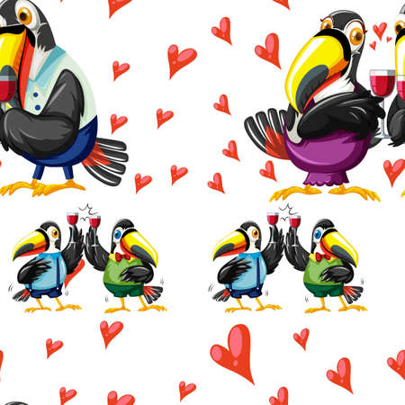 Seamless design with toucan birds illustrationのイラスト素材