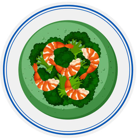 Brocolli soup with shrimps illustrationのイラスト素材