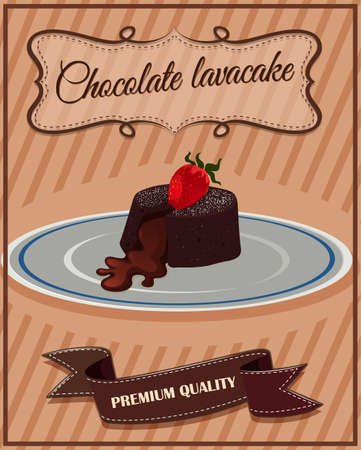 Chocolate lavacake on plate illustrationのイラスト素材