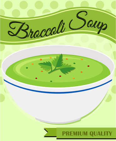 Broccoli soup in bowl illustrationのイラスト素材