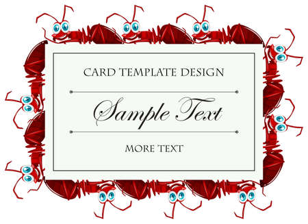 Card template with red ants illustrationのイラスト素材