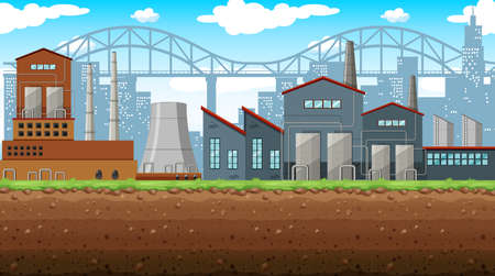 Factory on the field illustrationのイラスト素材