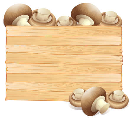 Board template with fresh mushroom illustrationのイラスト素材