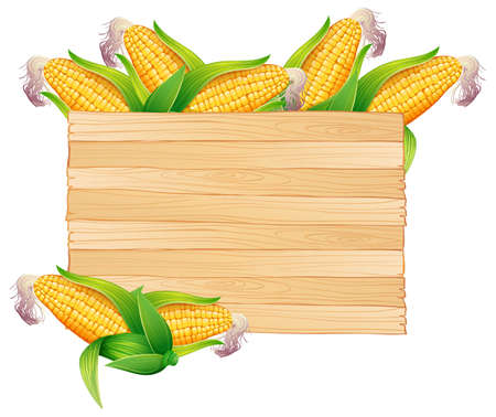 Corns in wooden bucket illustrationのイラスト素材