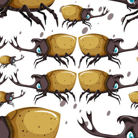 Seamless background with bettles illustration