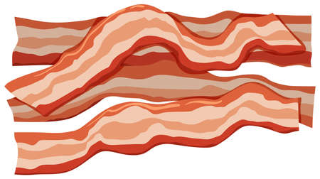 Four slices of bacons illustrationのイラスト素材