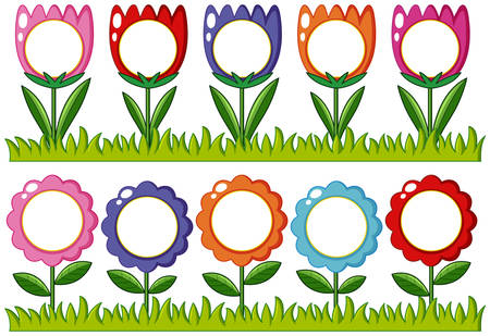 Seamless flowers with writing space in middle illustrationのイラスト素材