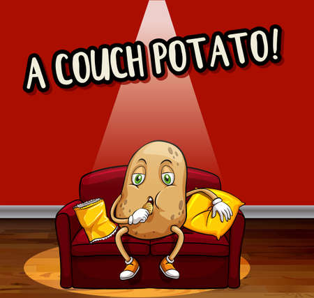 Idiom pharse for counch potato illustrationのイラスト素材