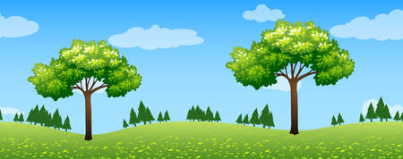 Seamless scene with trees in park illustrationのイラスト素材