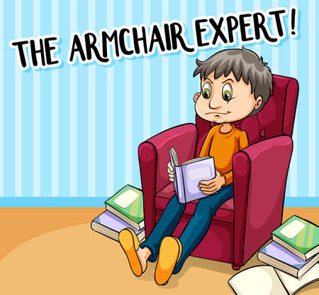 Idiom poster for armchair expert illustrationのイラスト素材