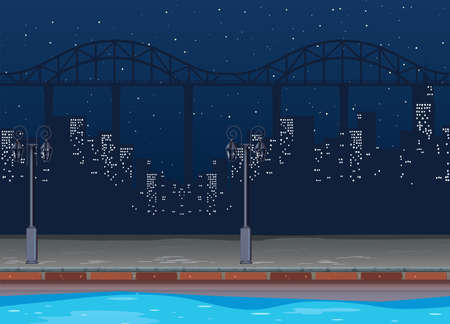 Seamless background with buildings in city at night illustrationのイラスト素材