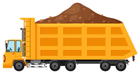 Dump truck loaded with soil illustrationのイラスト素材