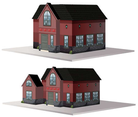 Two styles of houses in brown color illustrationのイラスト素材