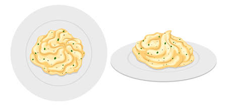 Mash potato on plates illustrationのイラスト素材