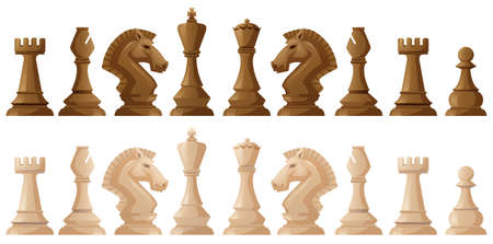 Two colors of chess pieces illustrationのイラスト素材