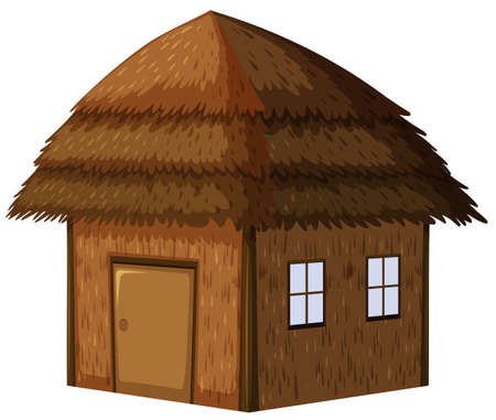 Wooden hut on white background illustrationのイラスト素材