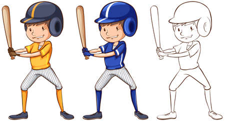 Doodle character for baseball player illustrationのイラスト素材