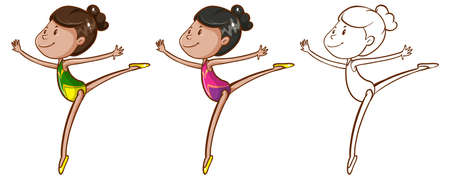 Doodle character for girl doing gymnastic illustrationのイラスト素材