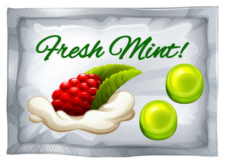 Mint candy in plastic bag illustrationのイラスト素材