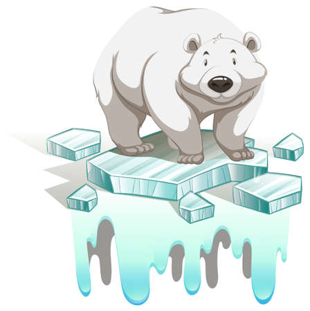 Polar bear on iceberg illustrationのイラスト素材