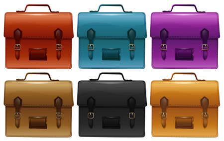Suitcases in six different colors illustrationのイラスト素材