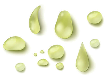 Different waterdrops in yellow color illustrationのイラスト素材