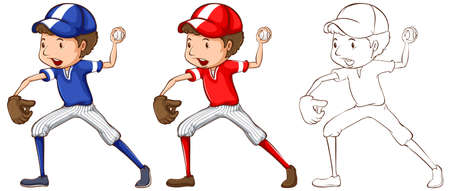 Doodle character for baseball player illustrationのイラスト素材