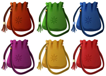 Small handbags in six colors illustrationのイラスト素材