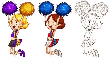 Doodle character for cute cheerleader illustrationのイラスト素材
