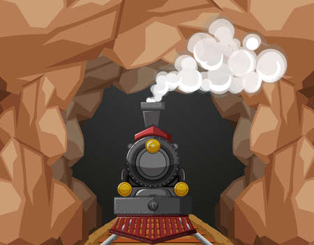 Train ride through the cave illustrationのイラスト素材