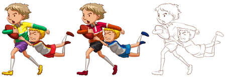 Doodle character for people playing rugby illustrationのイラスト素材